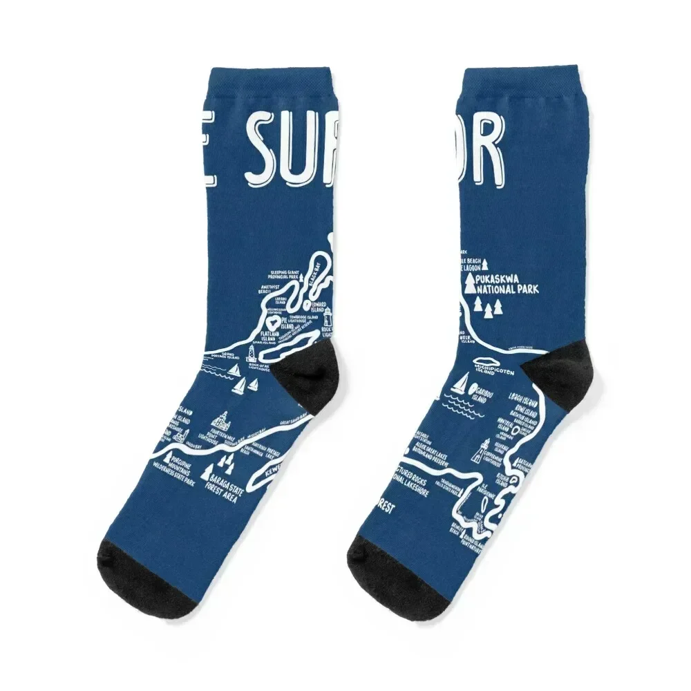 

Lake Superior Map Socks designer tennis christmas stocking floor Women's Socks Men's