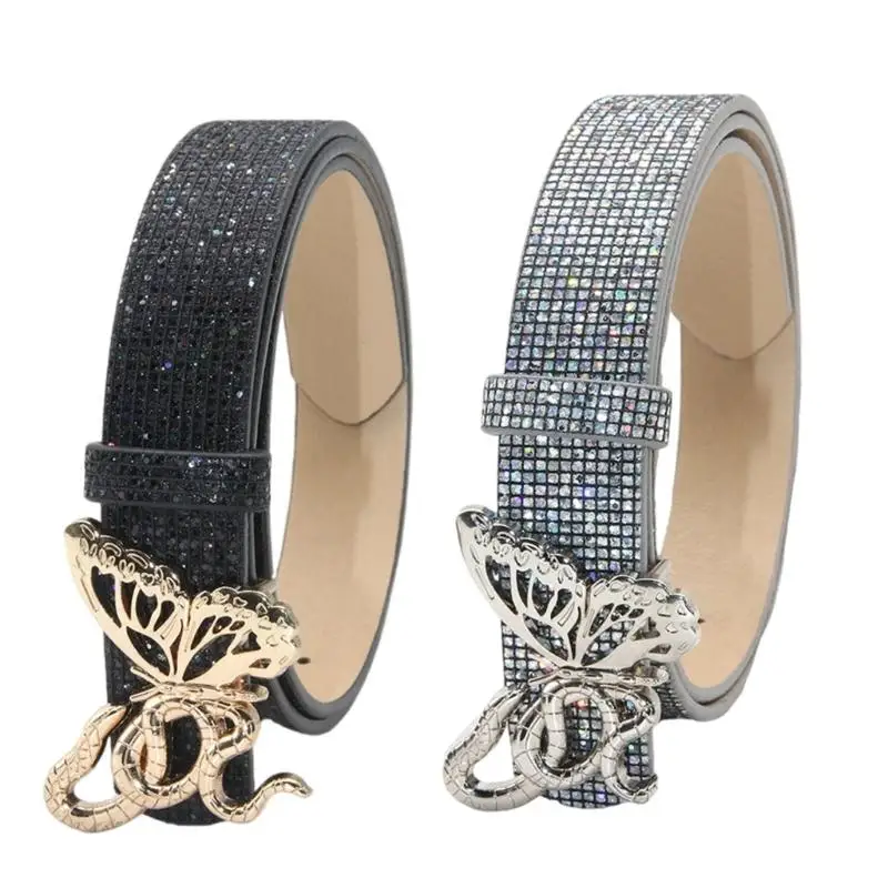 

652F Fashion Waist Belt Snake Butterfly Clasp Waistband Waist Decoration For Women Casual and Formal Outfit Dressingup
