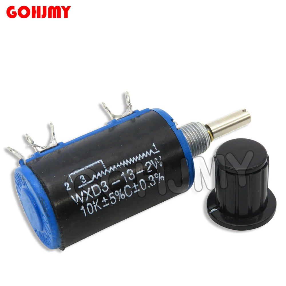 (1PCS WXD3-13 2W Potentiometer + 1PCS Black knob)100 200 220 680 1K 2.2K 3.3K 4.7K 5.6K 6.8K 10K 22K 33K 47K 100K Ohm WXD3-13-2W