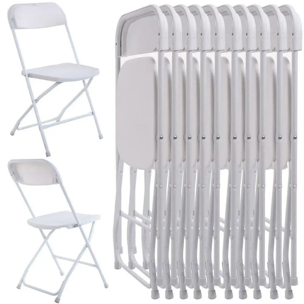 4/6/8/10/12/20Pcs Plastic Folding Chairs Stackable Wedding Party Camping Dining Seats, Home - White/Black