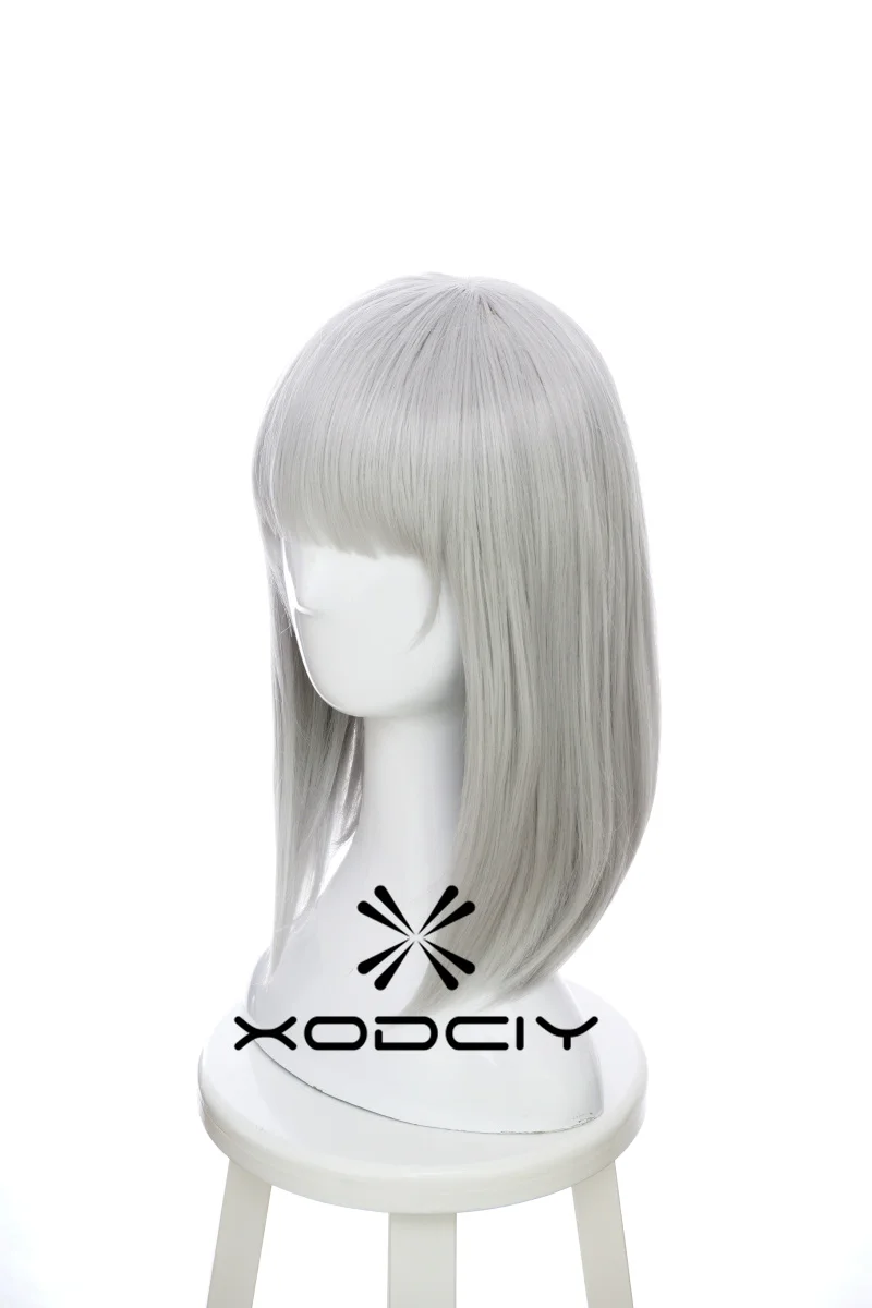 

Silver Grey Bob Wig With Bang Synthetic Hair For Teen Girl women Daily Party Anime Cosplay Wig Anna Nishikinomiya