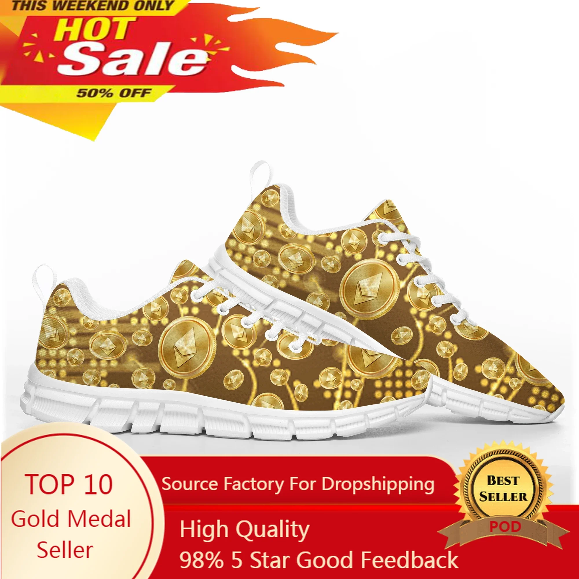 

Ethereum Cryptocurrency ETH Coin Sports Shoes Mens Womens Teenager Kids Children Sneakers Casual Custom High Quality Couple Shoe