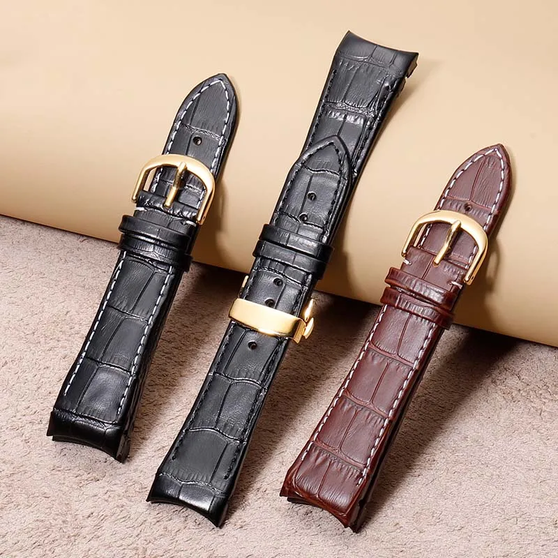 For Versace Watch Strap Men\'s V-sportll Series VE130015 160017 Genuine Leather Black Brown Watch Band 24mm