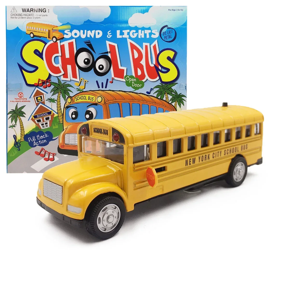 School Bus Model Ornaments Sound and Light Boy Gifts Car for Adult Child Collectible Gift Display Door Can Be Opened