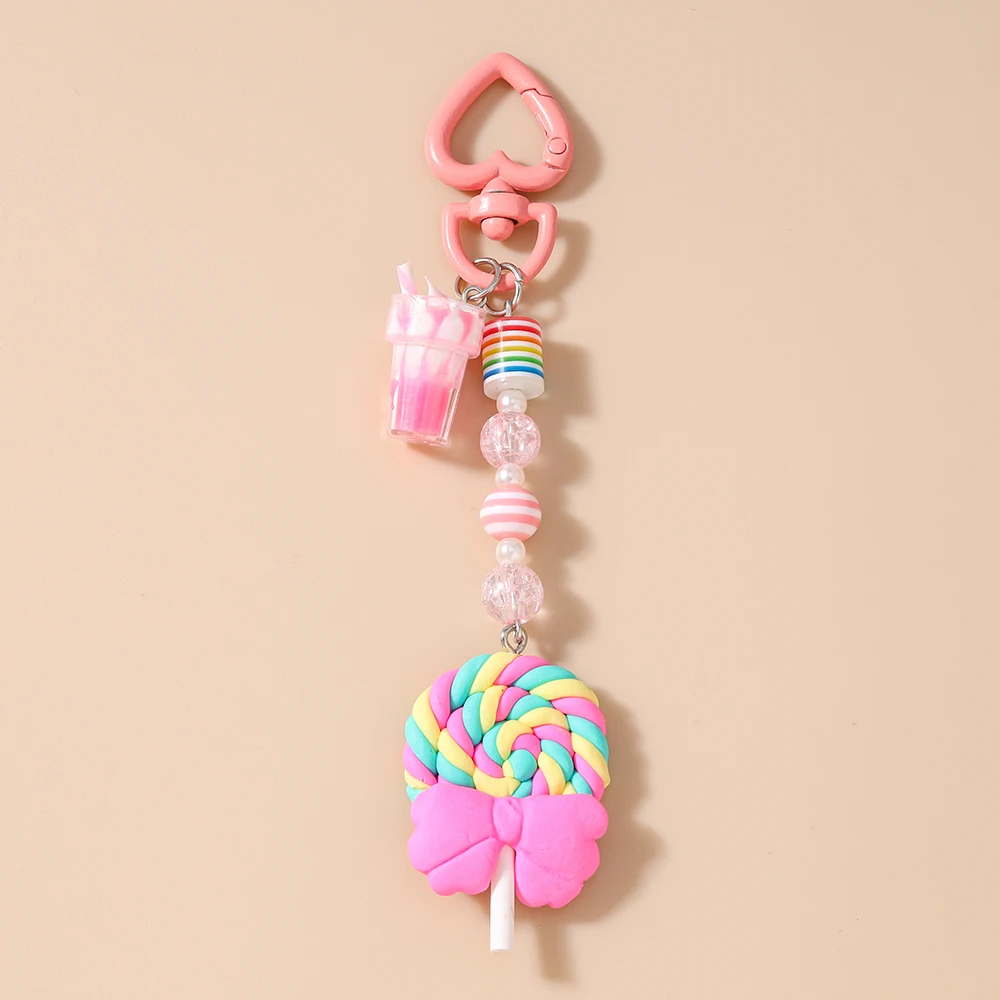 Pretty Resin Candy Lollipop Keychain, Juice Pendant