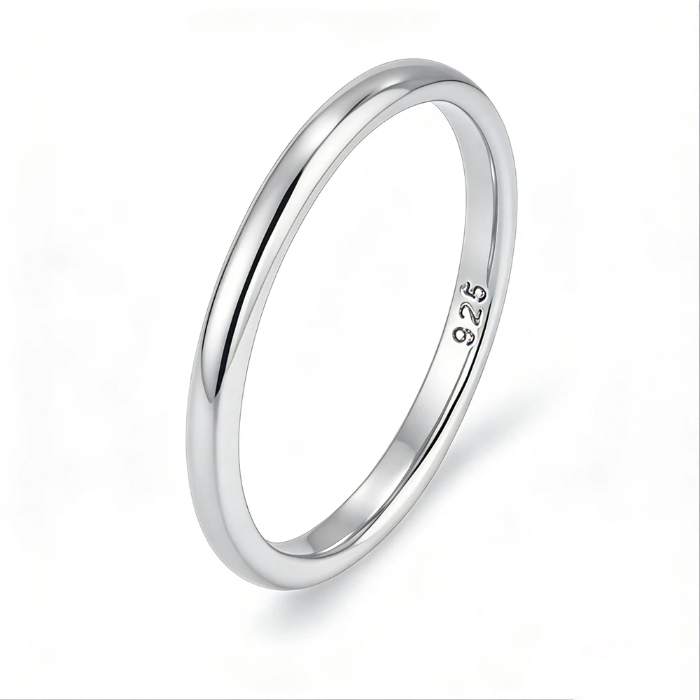 Silver Ring for Women Plated 14K Gold Minimalist Luxury Thin Tail Ring Smooth Index Finger Ring Simple Elegance Pure Silver Band
