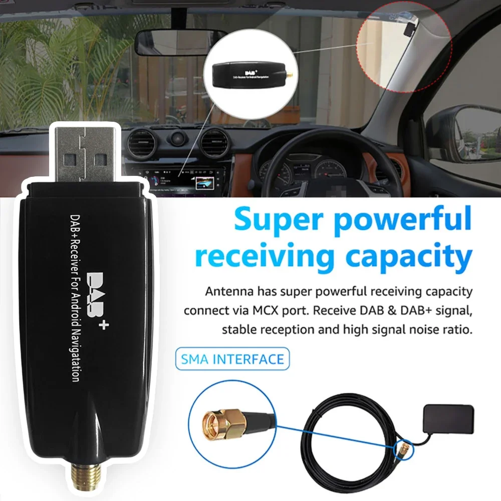 

DAB+ USB Android Car Radio Plus Antenna Amplifier Receiver Auto Tuner Box Adapter Signal Booster Dongle Module for Stereo