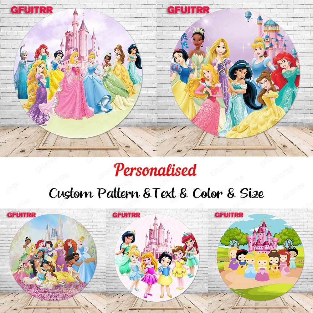 Disney Princess Theme Round Background Girls Birthday Party Decoration Photo Baby Shower Flowers Circle Background Booth puntelli