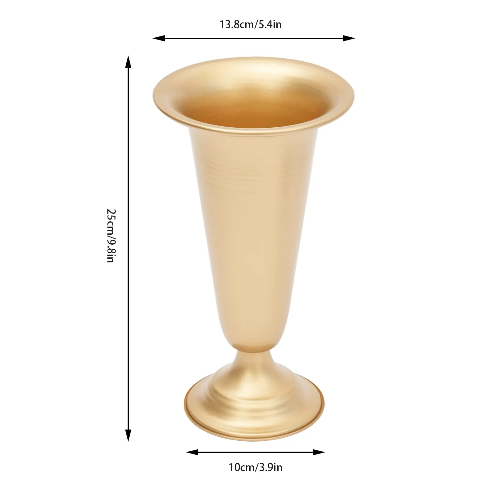 10’ Proto Geblümte Metall-Trompetenvase, elegante Hochzeits-Mittelstücke-Vase für Hochzeits-Party-Dekoration, 9,8 Zoll hohe künstliche Blume a