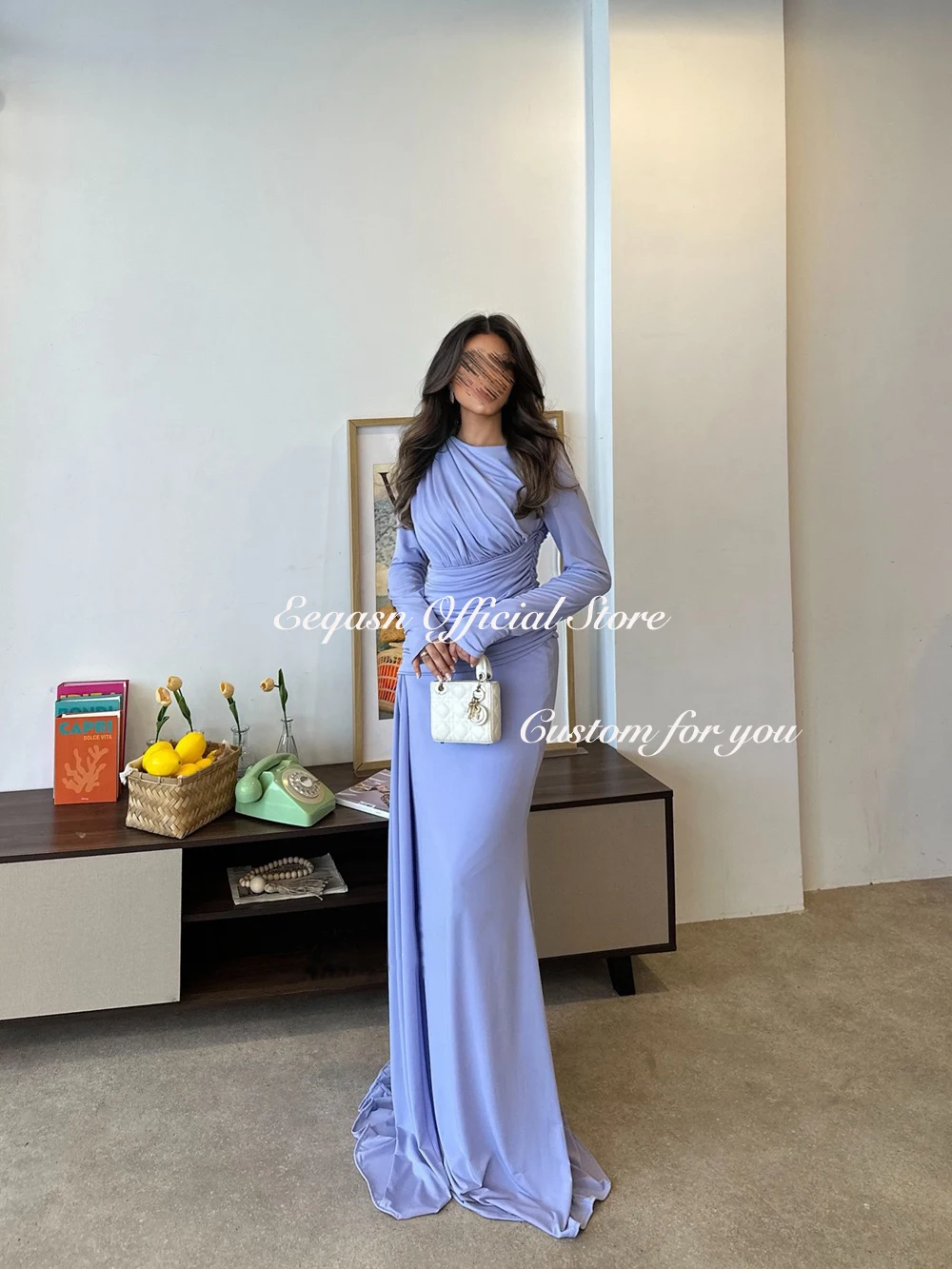 럭셔리 긴 소매 프롬 드레스 머메이드 저지 정장 이브닝 드레스 여성 파티 웨딩 맞춤형 드레스