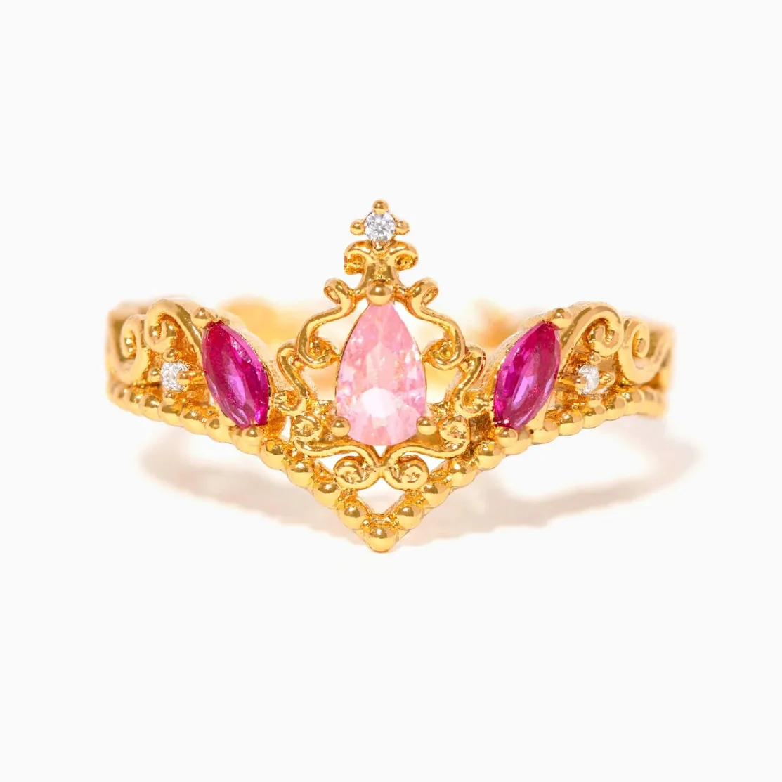 Neuer süßer, farbenfroher Zirkon-Prinzessinnenring für Damen und Mädchen, modischer Vintage-Herz-Zirkon-Tierring, verstellbarer Schmuckring, Geschenk. – Detail 9
