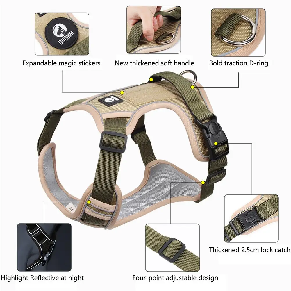 Dog Harnesses Pet Collar Labrador Army Reflective Adjustable Harness Oxford Cloth Ves