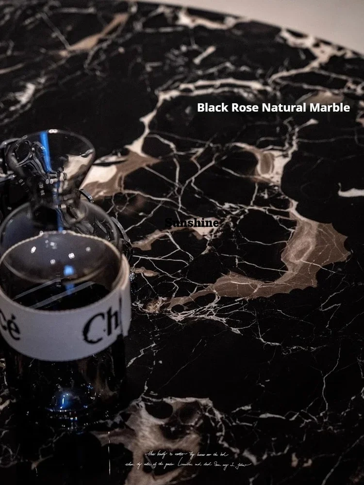 

Floating Black Rose Marble Coffee Table, Italian Luxury Stone Round Table, Heat & Scratch Resistant, Master Design, Customizable