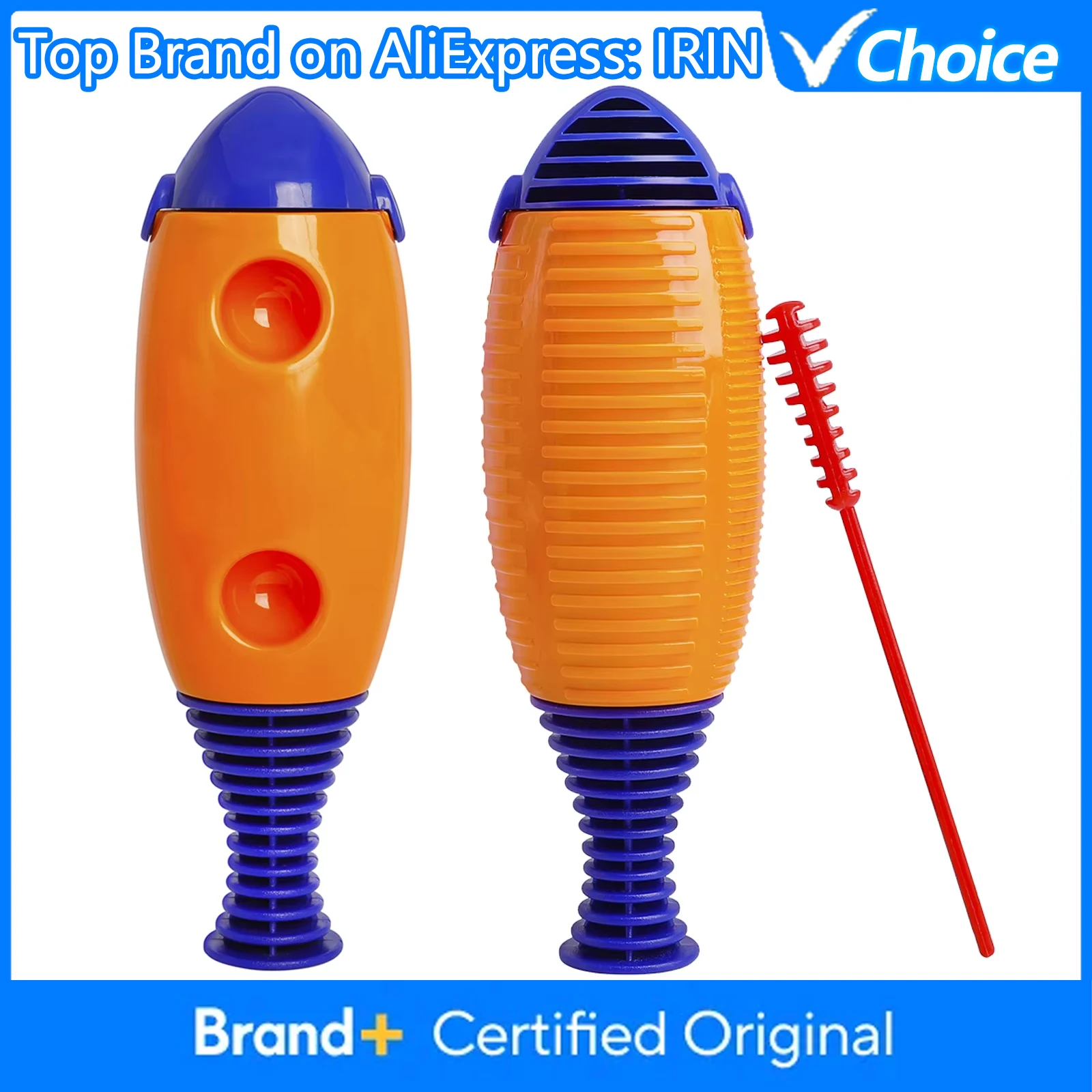 IRIN Guiro Orff Instruments Sound Tube Threaded Ring Educational Percussion Musical Instrument Maracas Cylinder Croak Fish Body