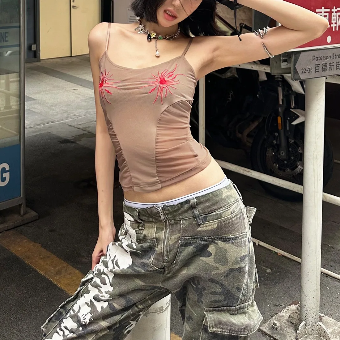 GC 2026 Sun Print Sexy Women Camisole Y2K Summer Fashion Low-Neck Coquette Midnight Party Club Wild Basic Street Slim Tees