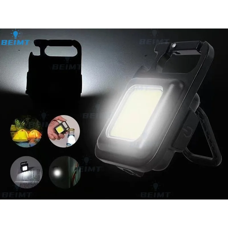 Mini linterna LED de 1500LM, luz de trabajo, llavero de bolsillo portátil, recargable por USB al aire libre para acampar, sacacorchos pequeño