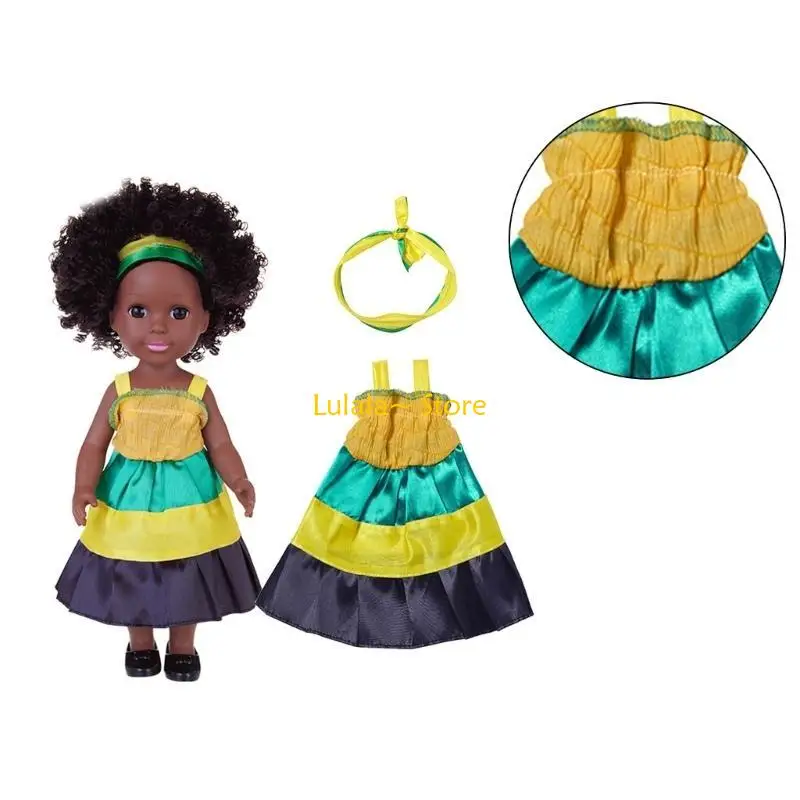 y4qa 14 ''양육 인형 검은 다시 태어난 장난감 소프트 아프리카 소녀 인형 육아 게임