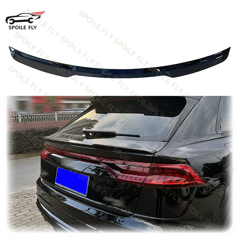 High Quality ABS Car Rear Wing Spoiler Glossy Black Or Carbon Fiber Look Body Kit For Audi Q8 2018 2019 2020 2021 2022 2023