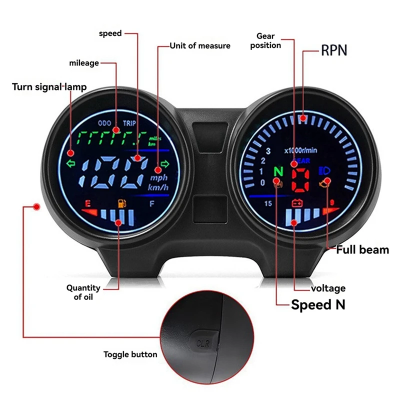 For Brazil For TITAN For Honda CG150 2004-2009 Fan150 Digital LED Electronics Motorcycle Temperature Meter Speedometer