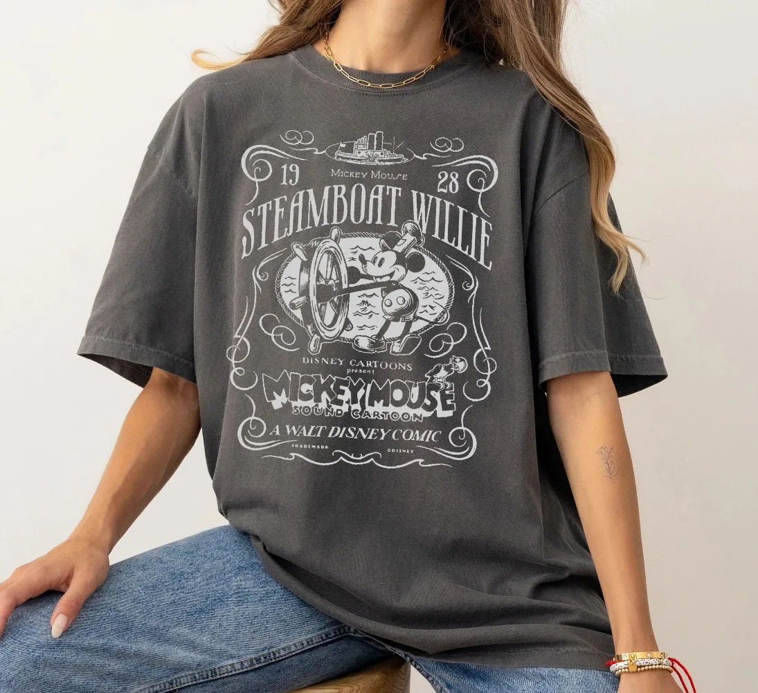 ديزني ميكي والأصدقاء 1928 باخرة ويلي نوفو تي شيرت ماجيك كينغدوم ديزني لاند الأسرة عطلة قميص