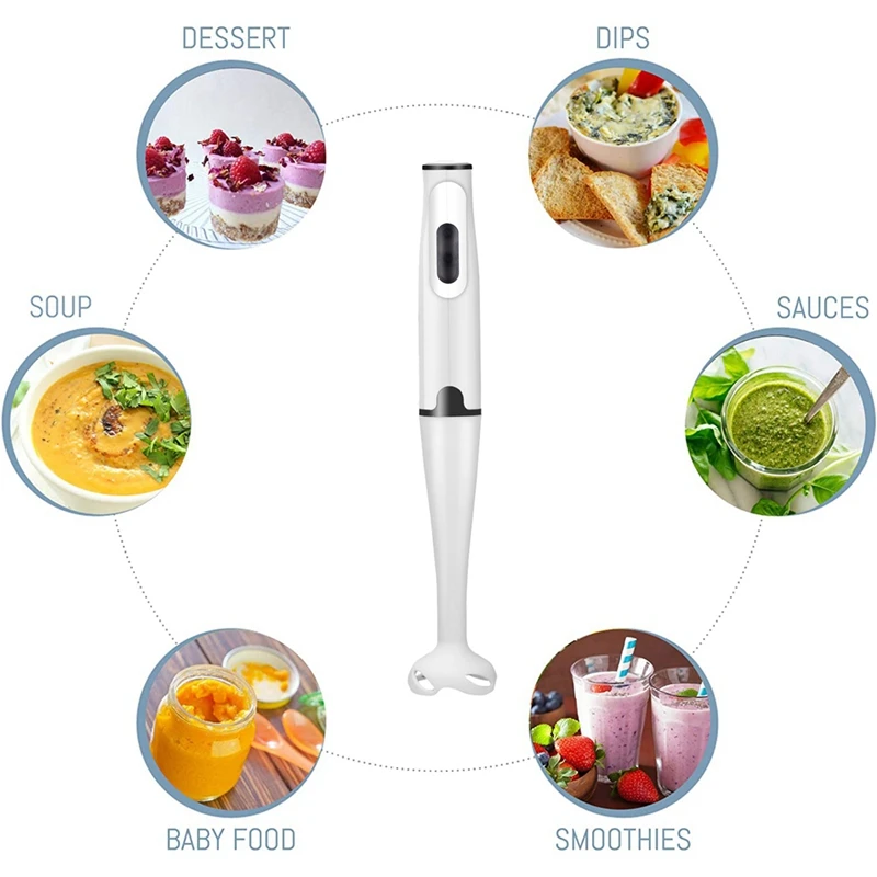 Turbo Stick Imersão Hand Blender, Poderoso Ice Crushing Design, Smoothies, 300 W, Plug UE