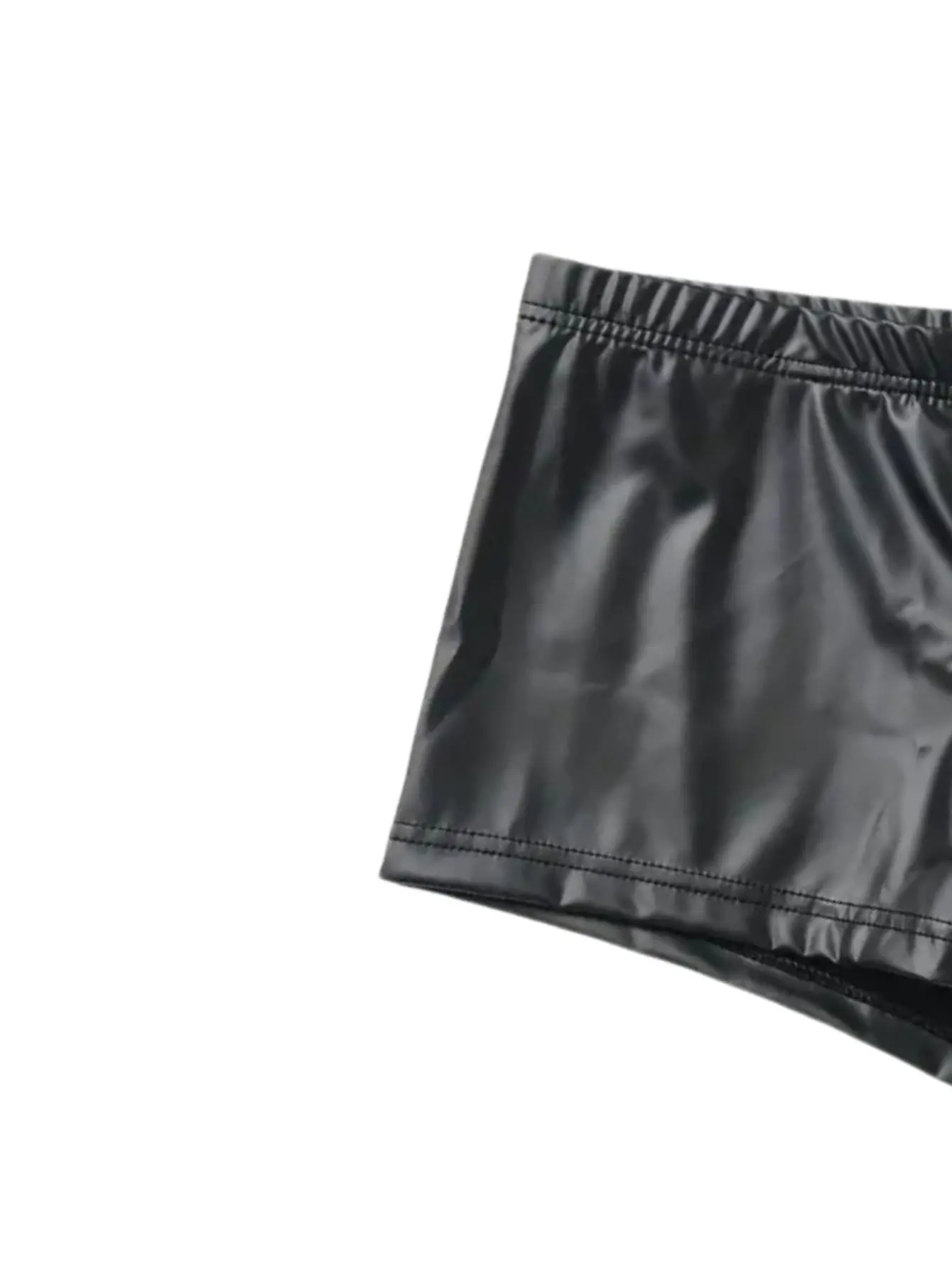 قطعة واحدة من شورتات الزاوية المسطحة من جلد البولي يوريثان للرجال، مثيرة، مناسبة لحفلات الملابس، حداثة للبالغين، حفلات الملهى الليلي، هدايا حلوة