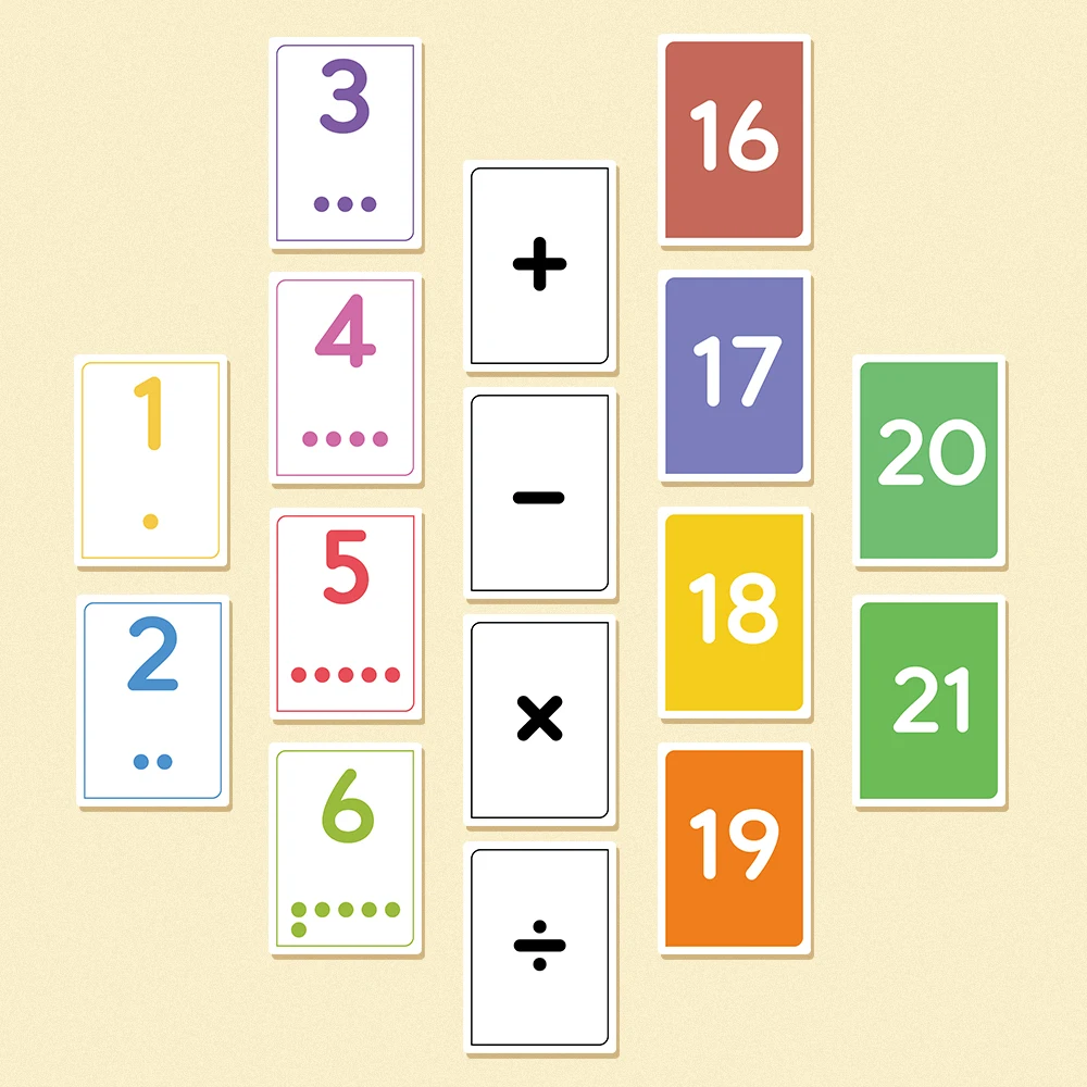 Matemática Adição Subtração e Multiplicação Divisão Aprendizagem Toy for Kid, 50 Cartões, Números Coordenados, Contagem Regressiva