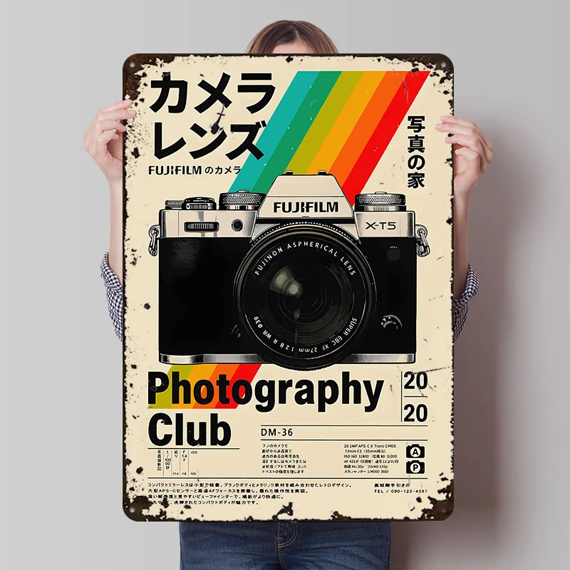 Fujifilm Camera Photography Club Tinplate Poster Customized Wall Art Vintage Metal Signs Retro Tin Plaque for Decoration Gaming