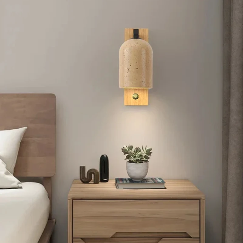 Minimalist Travertine Round Straight Marble Wall lamp Light Emitting Diode lustre Ceiling Suitable for Bedroom Living Room