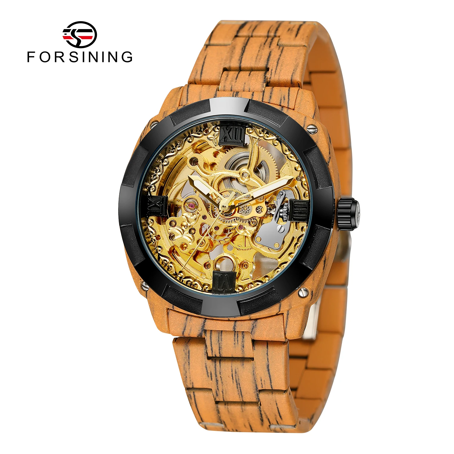 Fashion Forsining Luxury Top Brand Full Steel Men Automatic Mechanical Newest For Skeleton Design Classic Hand Color Watches