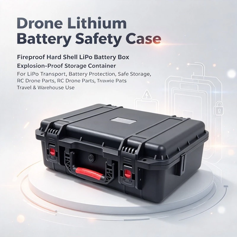 Drone Lithium Battery Safety Case, Fireproof Hard Shell LiPo Battery Box, Explosion-Proof Storage Container