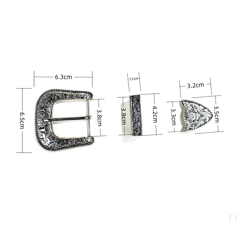 

[YU]Three-Piece Belt Buckle Set Vintage Carved Pin Buckle Set DIY Leather Waistband Parts Accessories