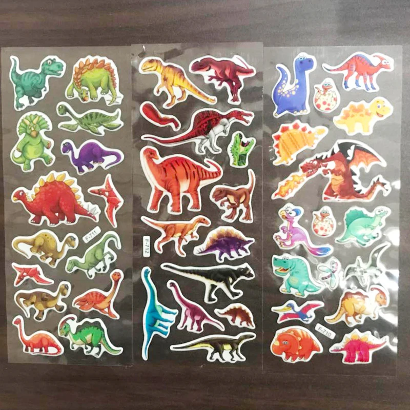 6/12/24pcs 3D Bubble Stickers Herbruikbare Cartoon Dinosaurus Ontwerp Kinderen Sticker Speelgoed voor Kinderen Verjaardag Nieuwjaar gift TMZ