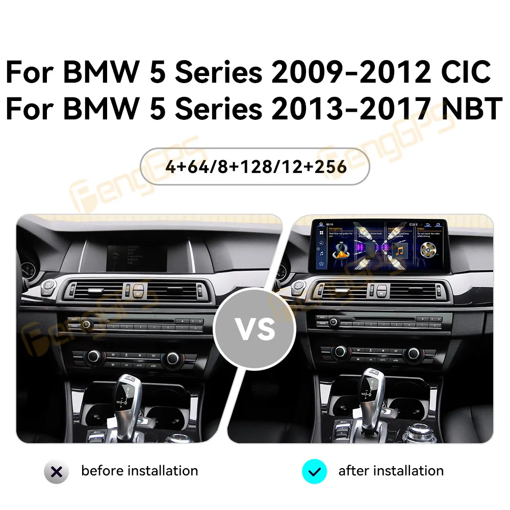 

12.9-дюймовый автомобильный радиоприемник с Android 13 и CarPlay для BMW 5 серии 2009-2012 CIC, 2013-2017 NBT, сенсорный экран, мультимедийный проигрыватель, GPS-навигация