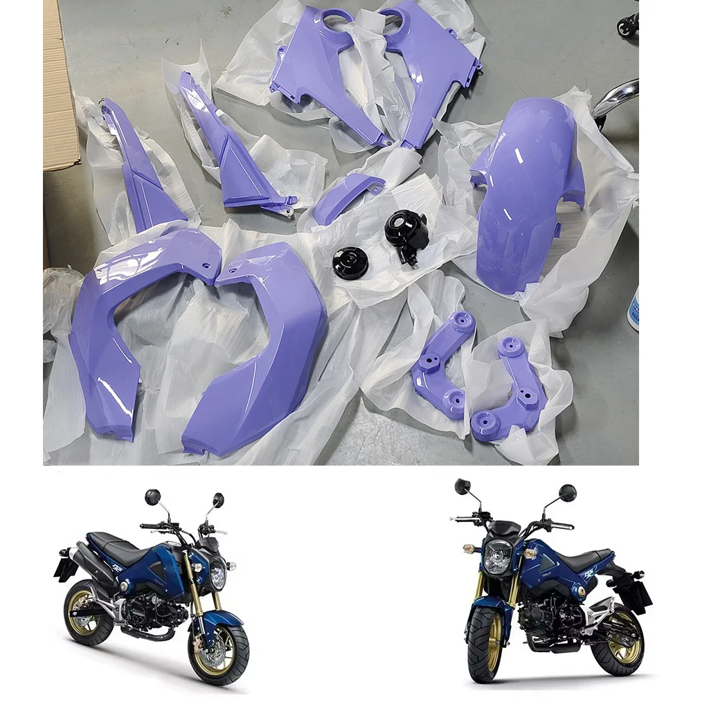 12 PCS MSX125 2013-2016 Plastic Body Kit Fairing Set Fender Side Cover For Honda Grom MSX125 MSX125SF SF Bright Purple & Black