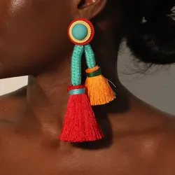 New Boho Long Tassels Dangle Earrings Exaggerated Earrings Handmade For Women Wedding Party Jewelry Dress Accessories