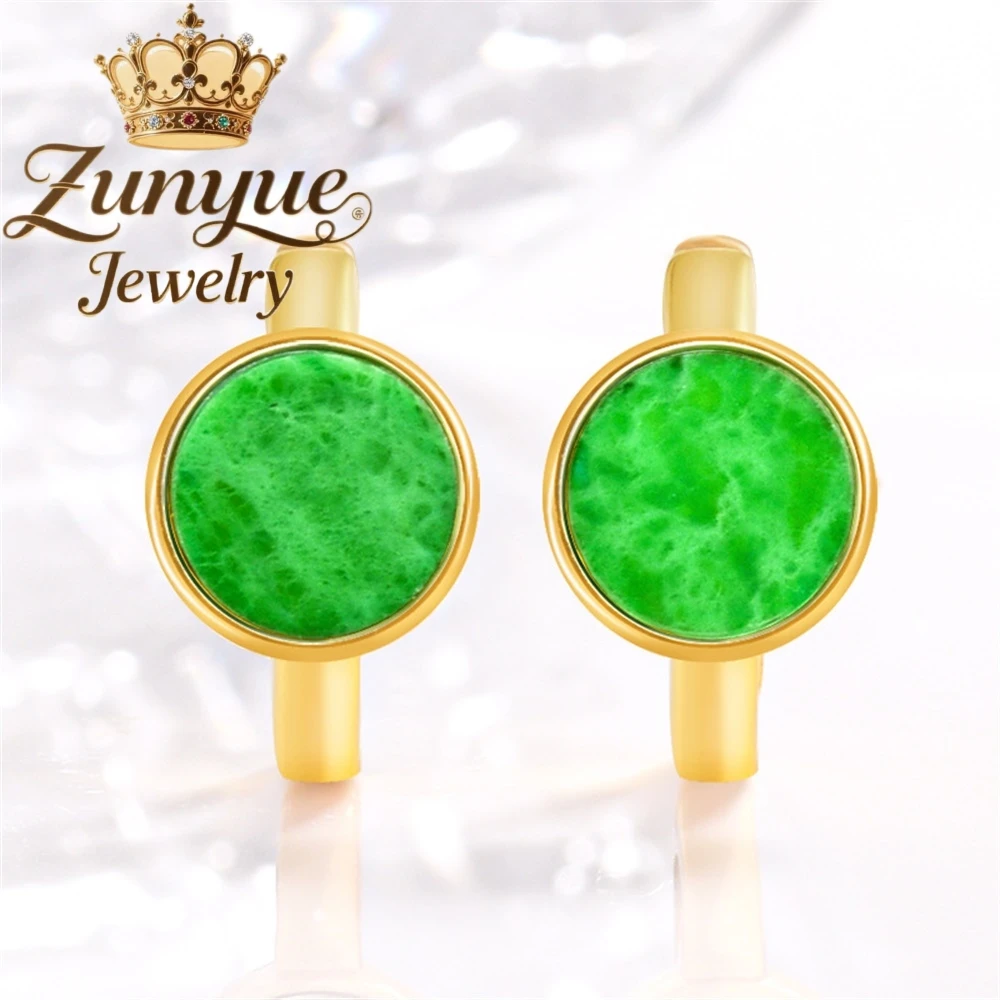 

High - End Natural Burmese A - Grade Jade Flower Blue Earrings Ice - Type Jadeite Fashionable S925 Silver - Set Earrings Fine Je