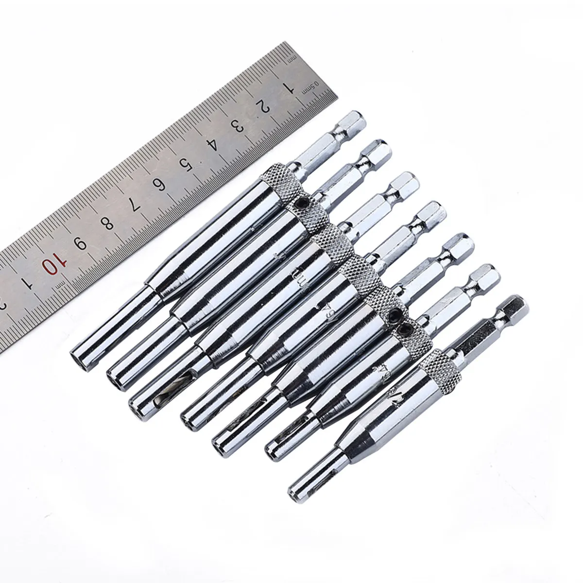 7Pcs Door Hinge Drill Bit Set Unique Design Self Centering for Precise Center Hole Drilling Woodworking Hardware Hinges DIY Use