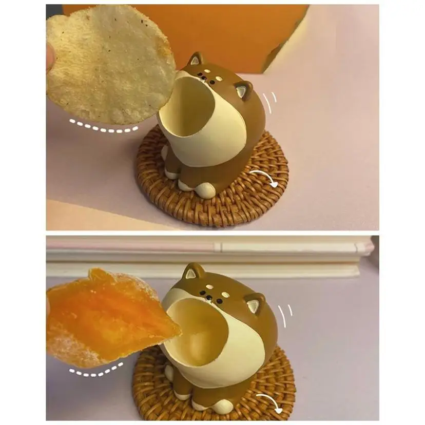 1pcs الراتنج كبير فم قلم حامل الكرتون الكلب القطة مستحضرات التجميل فرشاة حامل سطح المكتب منظم ورقة مقطع مكتب غرفة سطح المكتب الزخرفات #2