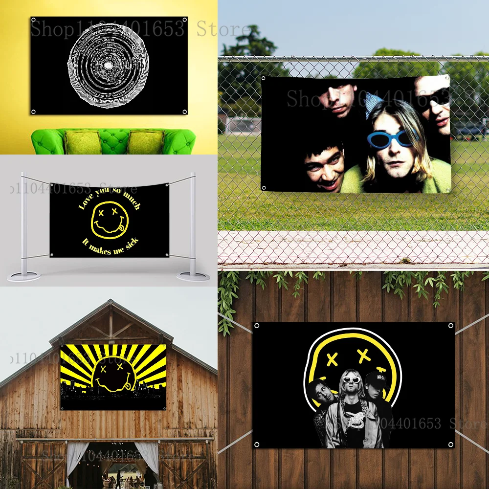 Cool Band N-Nirvana Flag Outdoor camping yard flag office gym wall dormitory decoration flag