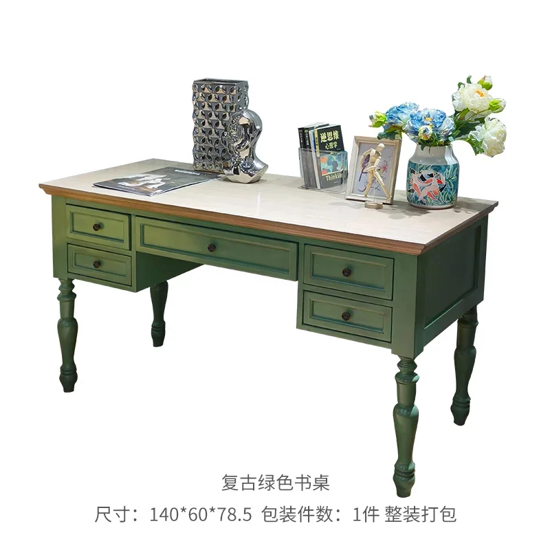 

Американский стол из цельного дерева, комбинированный компьютерный стол, французский ретро домашний письменный стол, офисный стол для каллиграфии