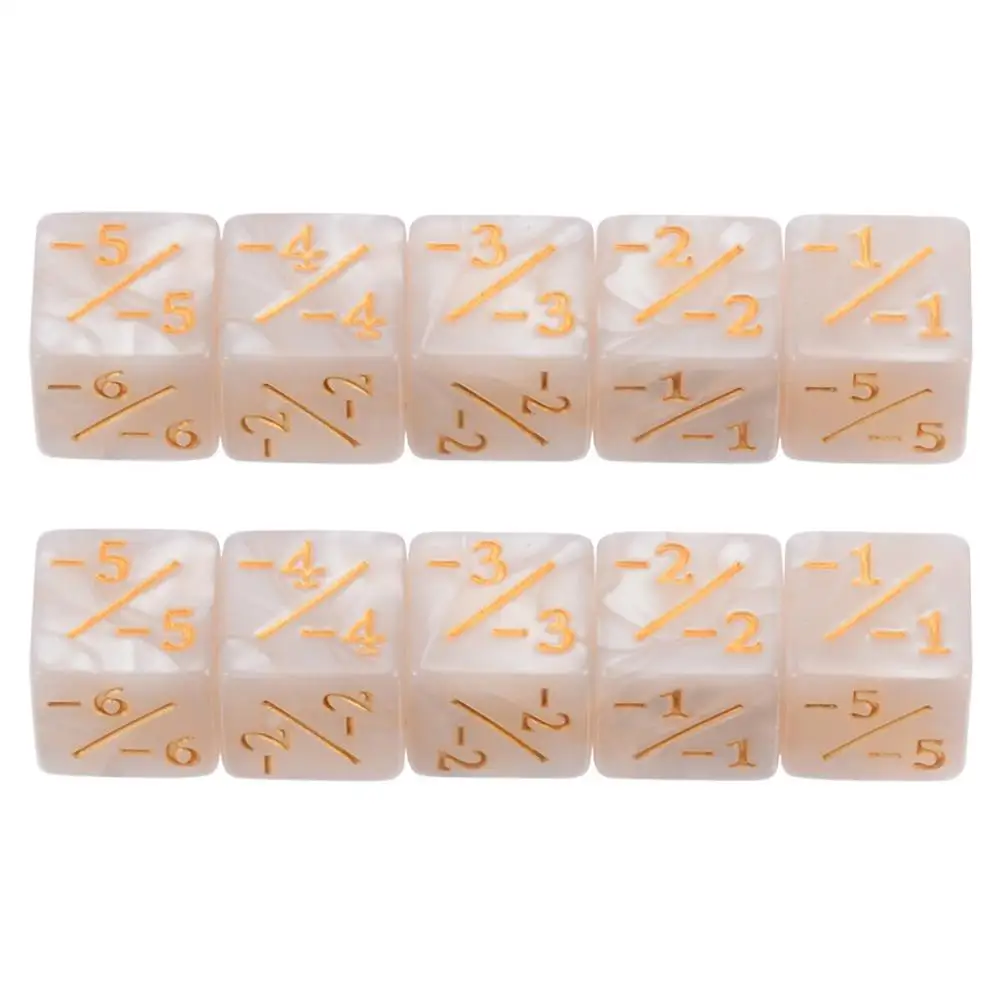

10pcs Dice Counter 5 Positive +1 -1 5 Negative Gathering Table Game (White)