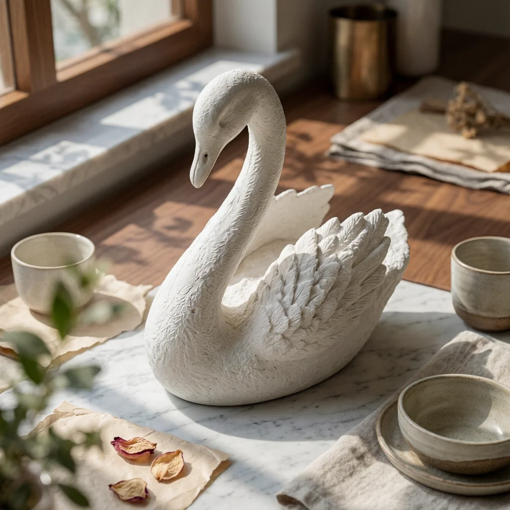 Floating Swan Sculpture Textured Floating Swan Ornament Outdoor Decor Feathered Realistic Appearance for Courtyard
