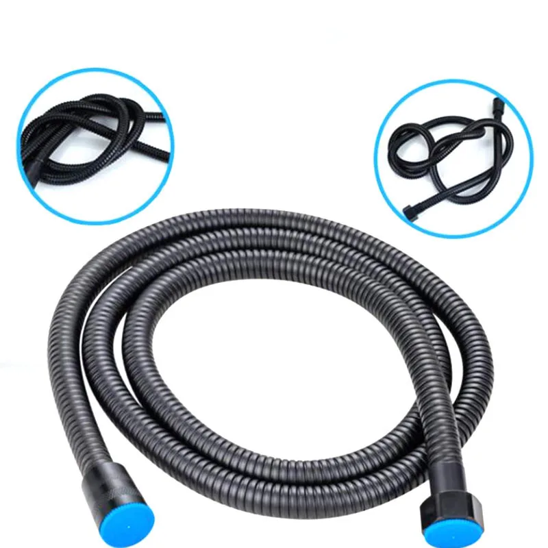 G1/2 20mm Black Stainless Shower Head Bathroom Soft Water Hose tube connector Handheld Pipe Fittings Replacement 1.5M 2M