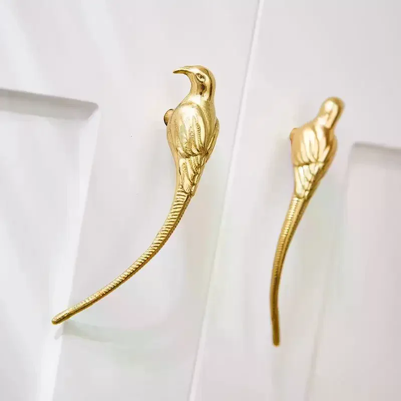 1/2Pcs Drawer Cabinet Door Handles Creative Zinc Alloy Fortune Bird Knob Kitchen Cabinet Shoe Knobs Handles For Furniture Decor
