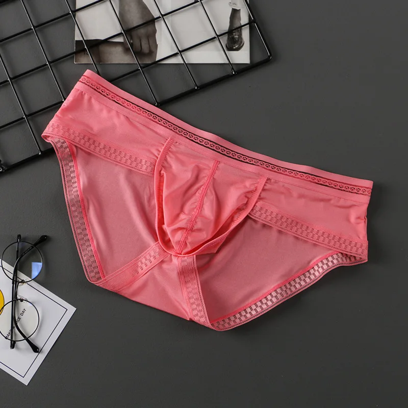 

Wangjiang Men Ice Silk Transparent Low Rise U Convex Pouch Underwear Sexy Briefs Comfortable Panties Underpants For Men