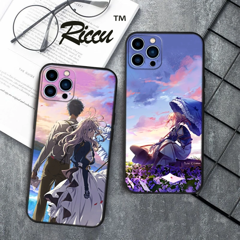 

Anime Violet Evergarden Phone Case FOR IPhone 16 15 14 11 12 Pro 15 Plus 16 Pro MAX XR XS MINI Samsung S25 S24 Black Covers