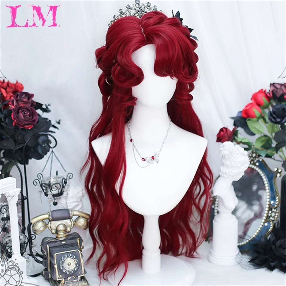 Long Straight/Wavy Wine Red Wig With Bang Synthetic Wigs for Women Heat Resistant Natural Hair for Daily Halloween Cosplay Party