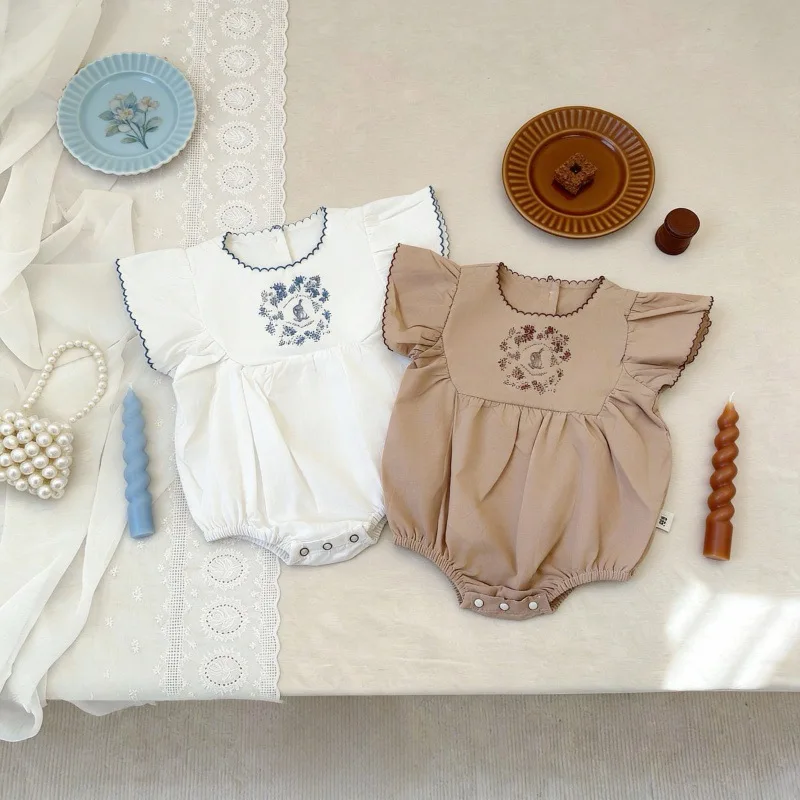 2026 Summer New Baby Girl Short Sleeve Bodysuit Newborn Cotton Casual Jumpsuit For Infant Girl Clothes Toddler Tops