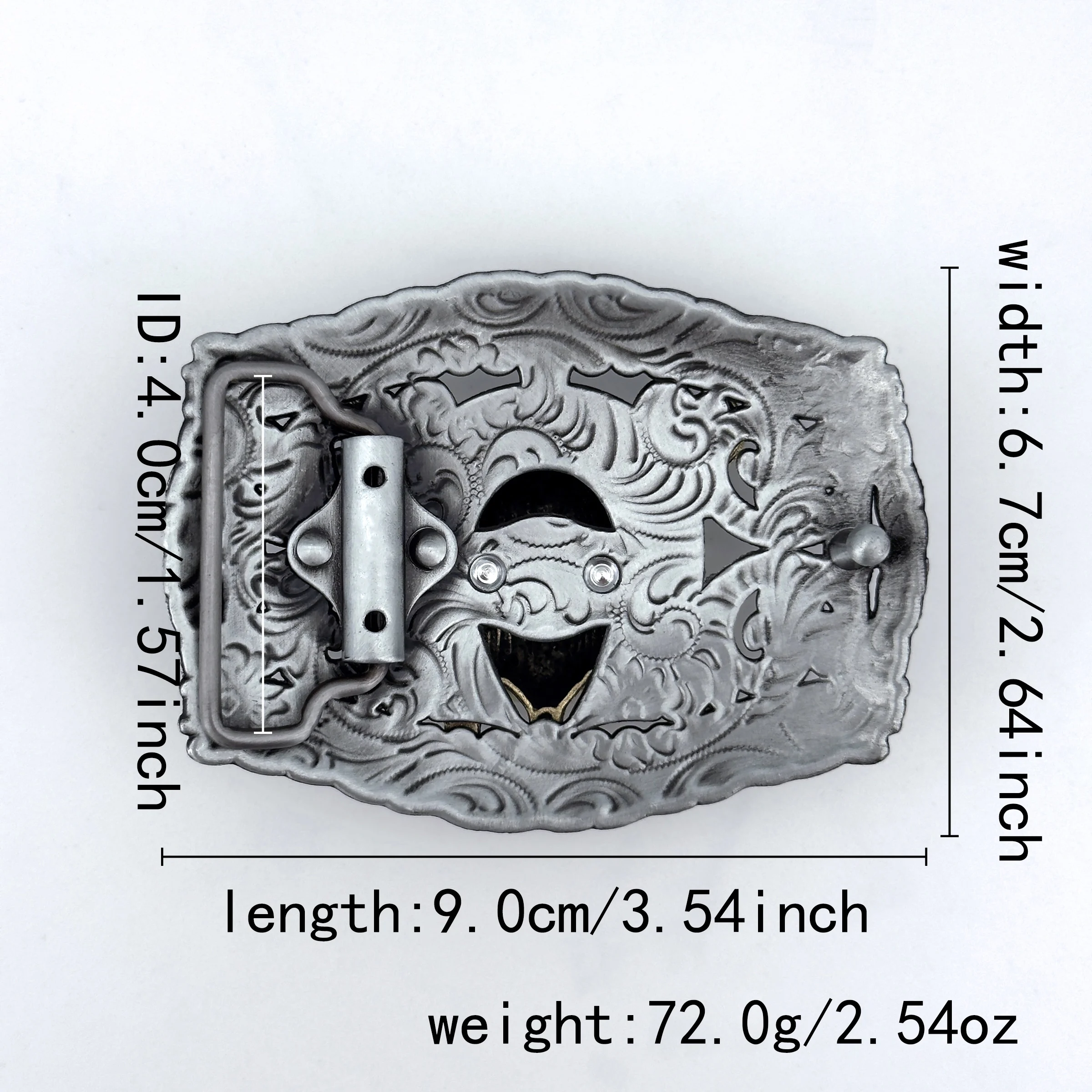 Placa Base de remache de aleación de Zinc con patrón de cabeza de toro dorado, hebilla de cinturón de cuero de vaca personalizada, estilo occidental, 1 ud.